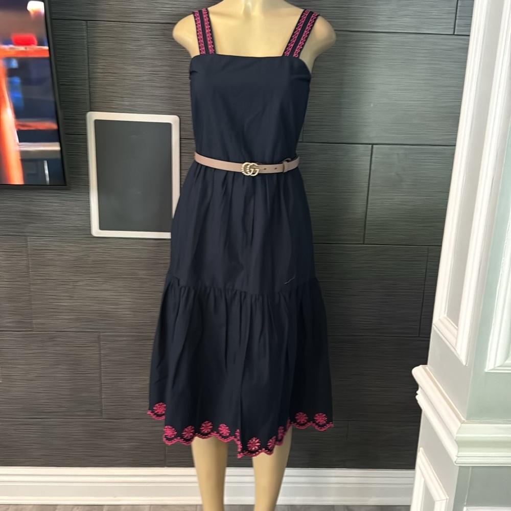 J crew Navy Blue Tiered Square Neck Sundress Size 0 fits Small